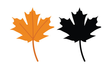 Vector art of maple leaf in color and black