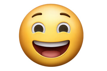 Smiling Yellow Emoji on Transparent Background