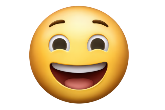 Smiling Yellow Emoji on Transparent Background