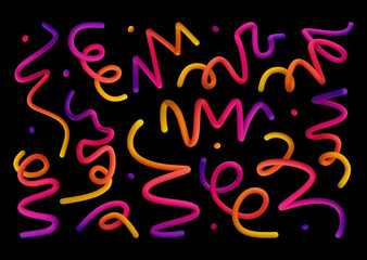 Colorful Abstract Line Art Against Black Background in Vibrant Gradient Shades