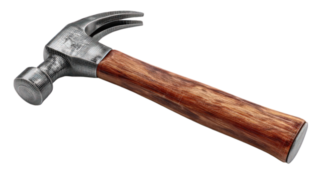 Close Up Of A Hammer With Wooden Handle