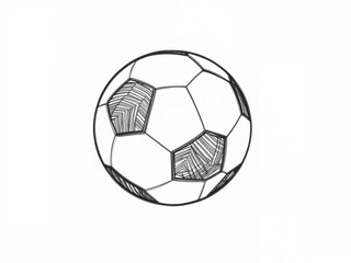 Black and white soccer ball sketch with hexagonal patterns  