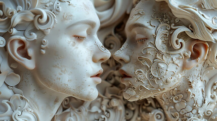 3D Reimagined The Kiss Artwork with Intricate Detailed Design
