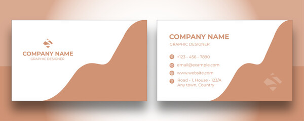 Brown Aura Curve Business Card. Neutral Flow Identity Card. Velour Wave Signature Card. Warm Horizon Curve Business Card