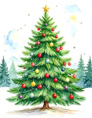 Watercolor Christmas tree