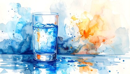Watercolor glass of water