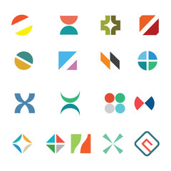 Mega logo symbol bundle. set of colorful abstract logo design for company branding. Logo Design vector