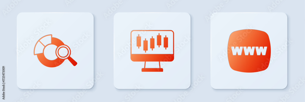 Poster set stocks market growth graphs, search data analysis and website template. white square button. vec