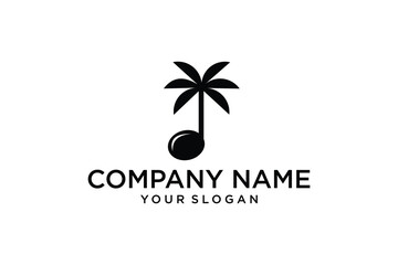 Musical note, palm tree icon vector