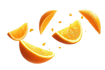 Floating Orange Slices on Transparent Background