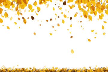 Golden Autumn Leaves Falling Against Black Background