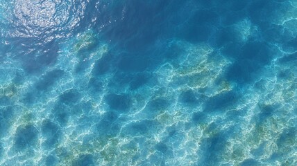 Aerial view of clear turquoise ocean water. Neural network AI generated