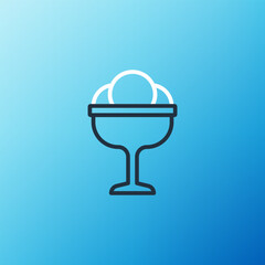 Line Ice cream in the bowl icon isolated on blue background. Sweet symbol. Colorful outline concept. Vector