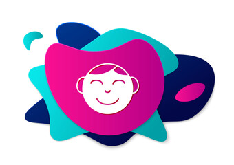 Color Happy little boy head icon isolated on white background. Face of baby boy. Abstract banner with liquid shapes. Vector