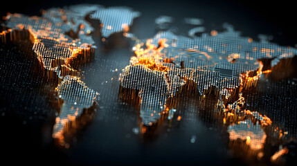 Digital world map - global data monitoring backgroun