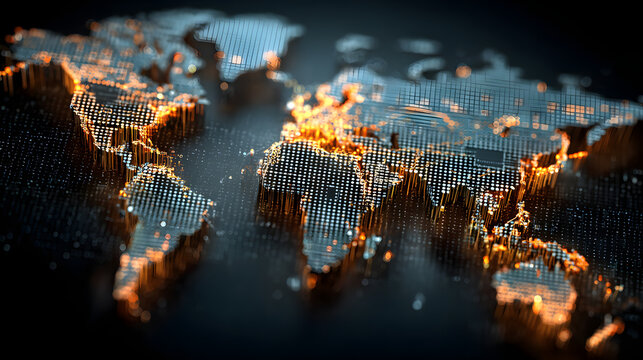 Digital world map - global data monitoring backgroun - Powered by Adobe