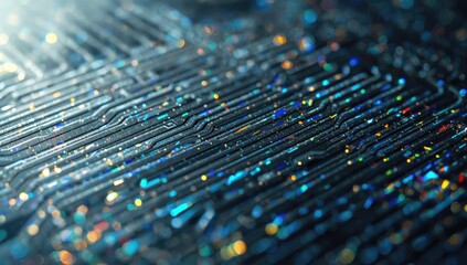 Abstract digital background with electronic pattern and shimmering lights, modern tech design