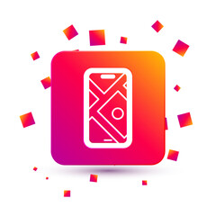 White Infographic of city map navigation icon isolated on white background. Mobile App Interface concept design. Geolacation concept. Square color button. Vector