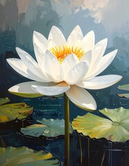 White lotus flower in pond