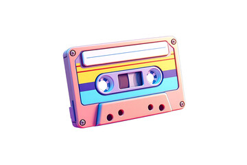 Fototapeta premium Retro cassette tape icon with vibrant colors, a nostalgic symbol of music and audio recording from the past