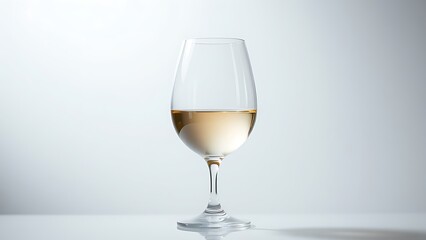 Elegant white wine glass with delicate reflections, showcased in a minimalist composition.