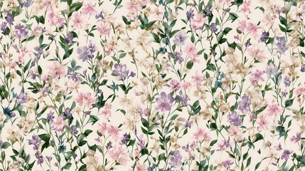 Elegant Millefleurs Watercolor Floral Seamless Pattern