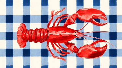Modern Minimalist Red Lobster Poster Design