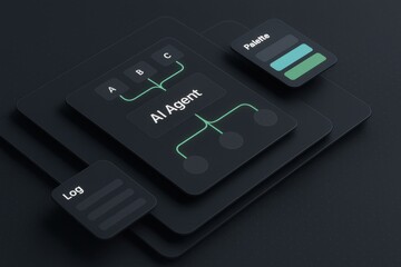 AI agent workflow chart with digital dashboard and glowing options

