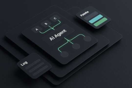 AI agent workflow chart with digital dashboard and glowing options
 - Powered by Adobe