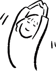 背伸びをしてストレッチ中の人のイラスト