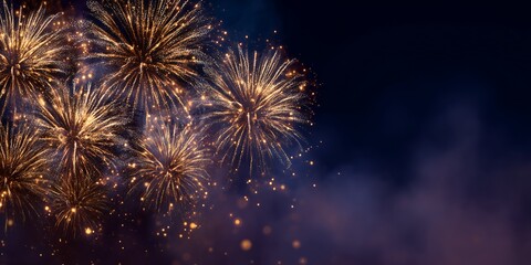 Luxurious Golden Fireworks. Happy New Year Background
