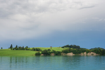 Abziehendes Gewitter über dem Forggensee, Allgäu, Bayern, Deutschland