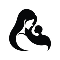 Elegant Silhouette of Mother and Child Hugging

