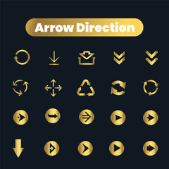 Flat vector arrow golden icons collection
