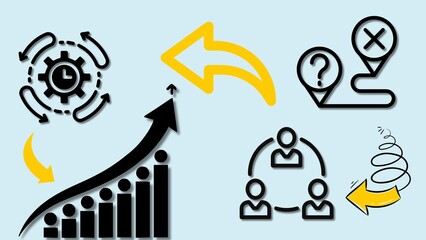 Business Growth & Strategy Icons – Flat Vector Slide for Marketing, Planning & Teamwork Presentations

