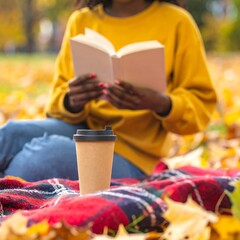 Woman reading book in park (2)