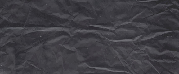Dark gray paper. Abstract black background with folded and crumpled cardboard texture. Perfect for Xmas or Christmas eco-themed design, packaging, and holiday crafts. Black vector illustration