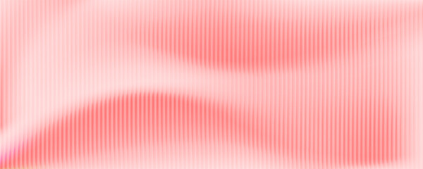 Trendy peach pink gradient with vertical ribbed fractal glass texture. Abstract fractal glass effect. Futuristic distortion. Ribbed glass blur template. Vector illustration for your design