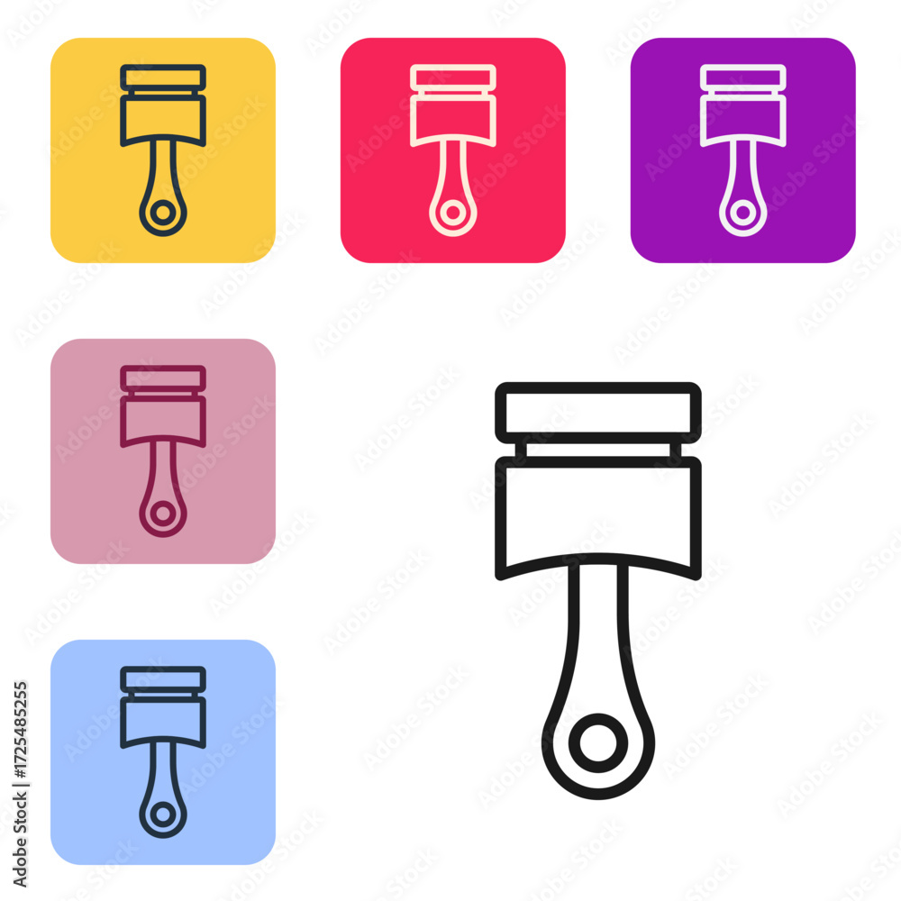 Poster black line engine piston icon isolated on white background. car engine piston sign. set icons in col