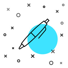 Black line Pen icon isolated on white background. Random dynamic shapes. Vector