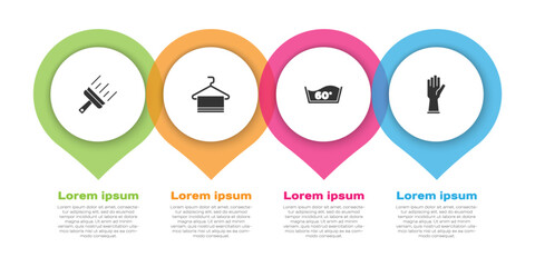 Set Rubber cleaner for windows, Towel on hanger, Temperature wash and gloves. Business infographic template. Vector