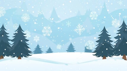 Obraz premium Simple Winter Background Design Images, presenting winter elements such as snowflakes, snowmen, dead branches, and warm sun with a concise visual style. Suitable for winter poster creation