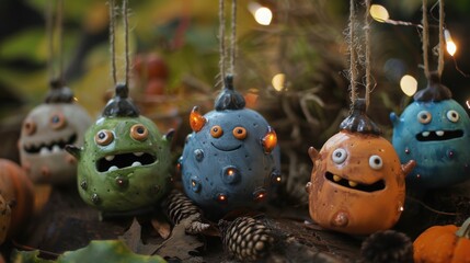 Childlike Clay-style Halloween Little Monster Ornament Pictures