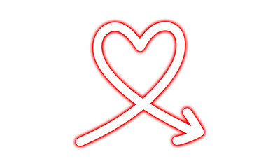 Red Neon Heart Shaped Arrow
