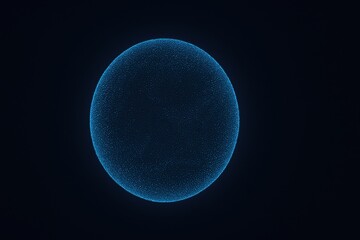 Futuristic glowing sphere made of digital particles in blue light
