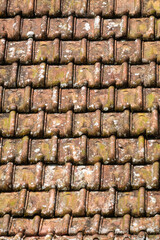 Background pattern and vertical texture of traditional roof tiles. Typical Indonesian clay tiles. For graphic design, 3D rendering and banners