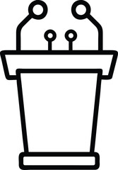 press conference podium outline vector icon