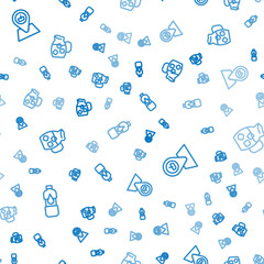Set line Bottle of water, Picnic location and Jug glass with on seamless pattern. Vector