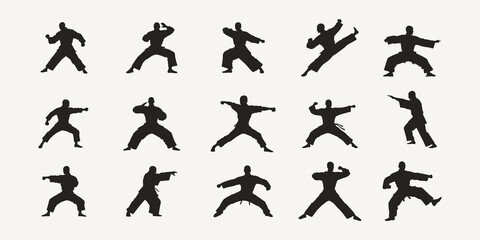 silhouettes of matrial art