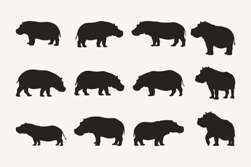 set of Hippo silhouettes